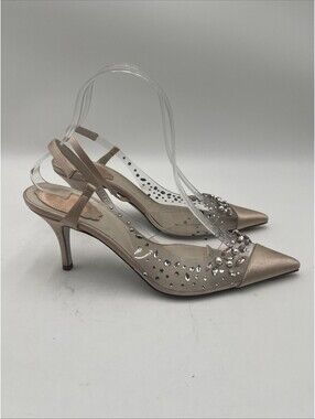 Women’s Rene Caovilla Slingback Heels Beige Size 37.5